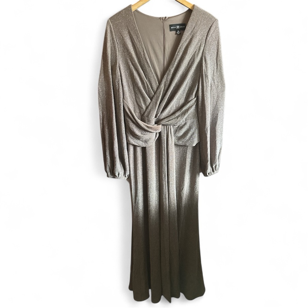 Betsy & Adam Women’s Size 14 Shimmering Long Sleeve Evening Dress Maxi Length